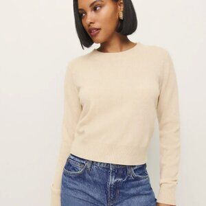 NWT Reformation Dana Cashmere Crew Sweater Natural - Size L